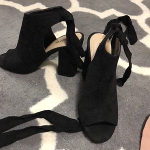 Black peep toe booties